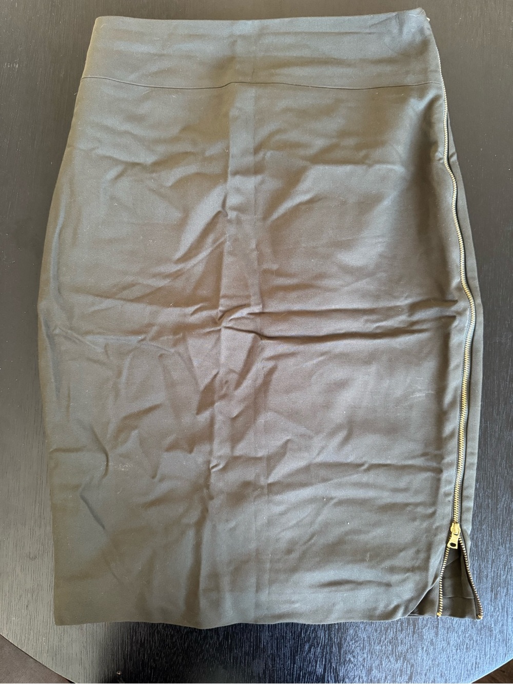 Classic olive green Pencil Skirt with Side Zip